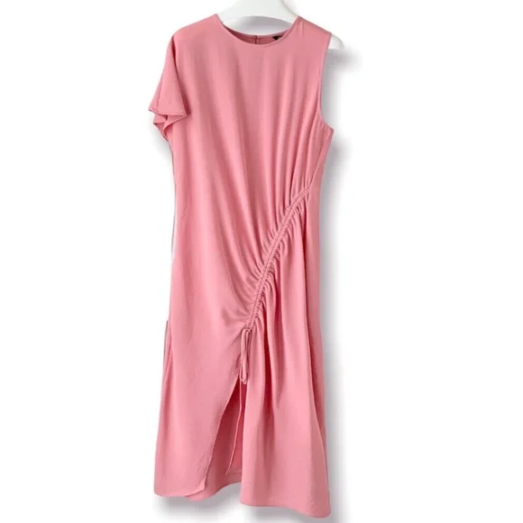 Zara ASYMMETRIC DRAPED Cinch Pink DRESS - Picture 2 of 7